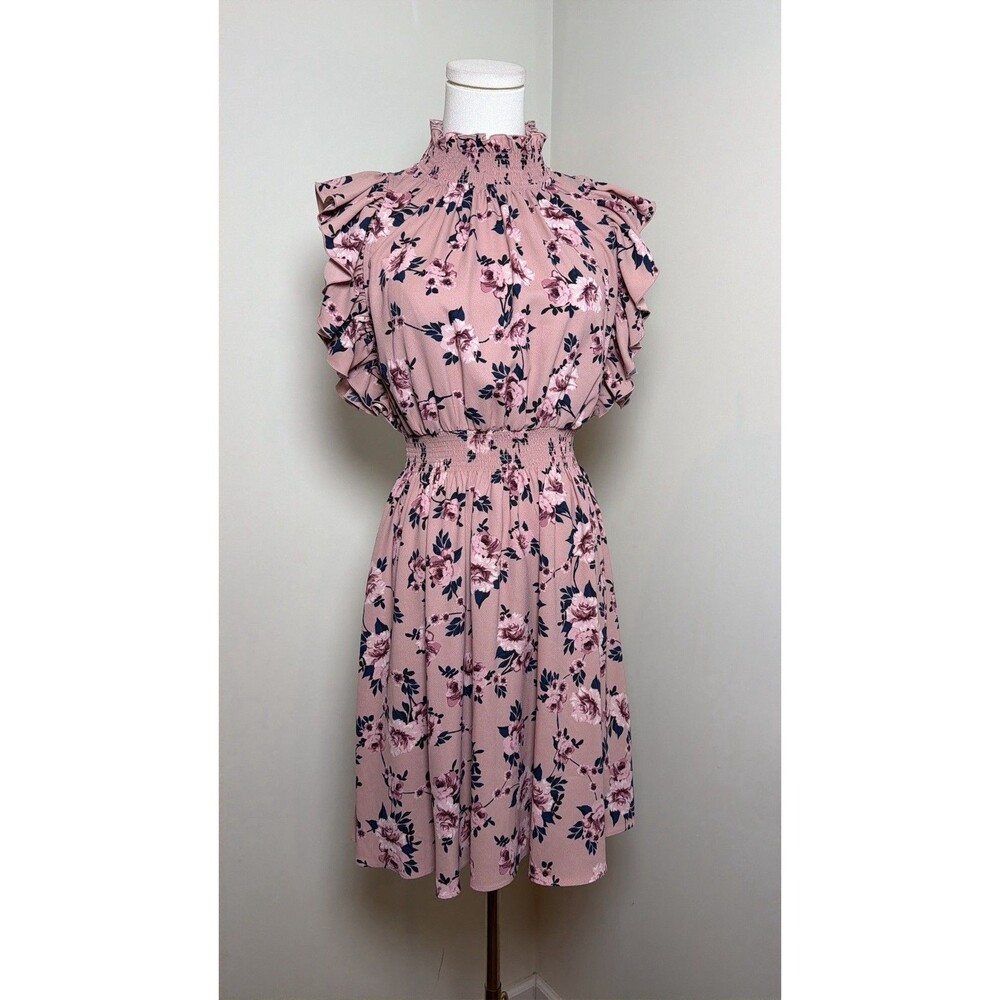 Kate Spade New York Dress S Pink Floral Ruffle Sleeve Smocked Romantic